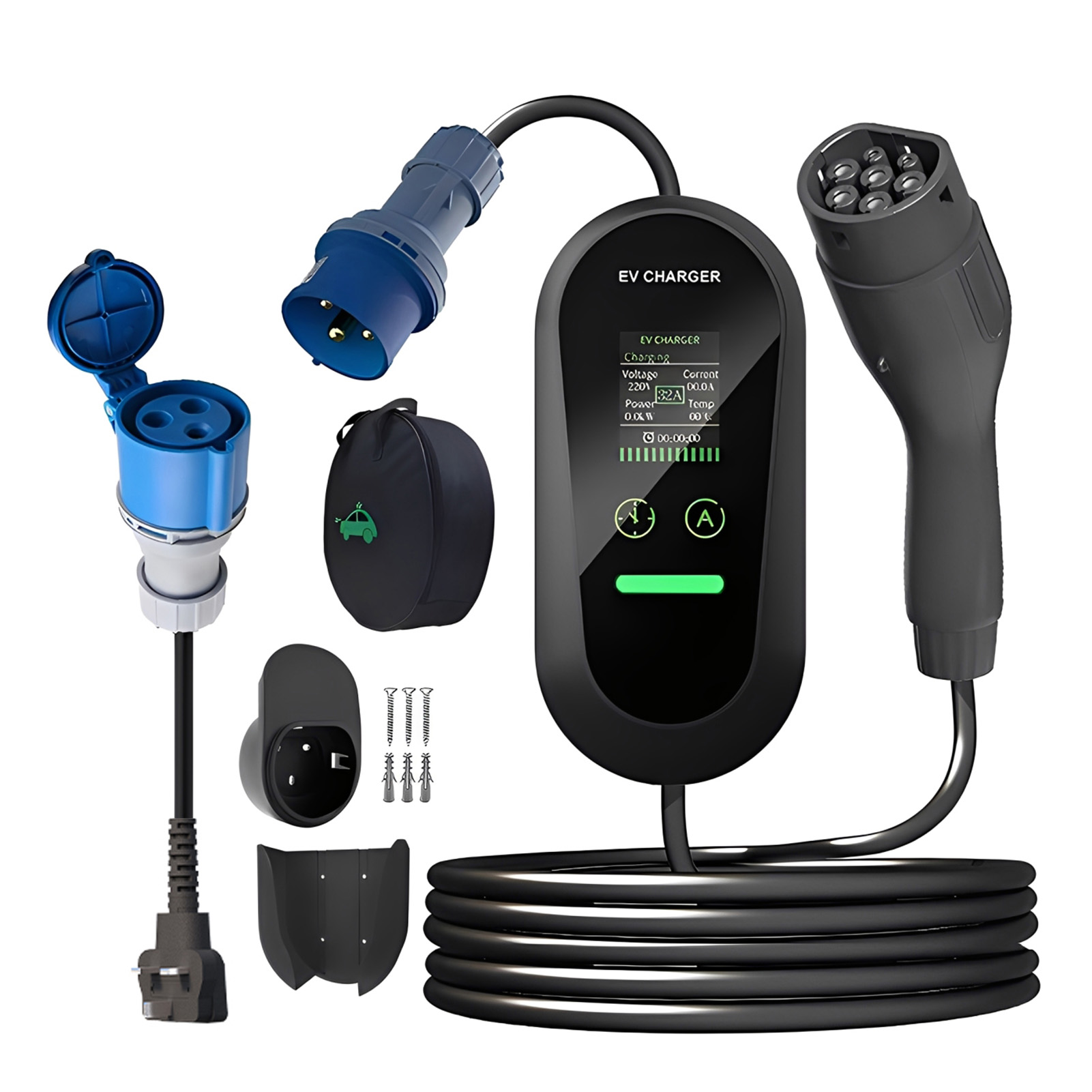 Type2 Portable EV Charger 7KW  - đánh giá và giá Portable Ev Charger 32A Type 2 Cee Plug