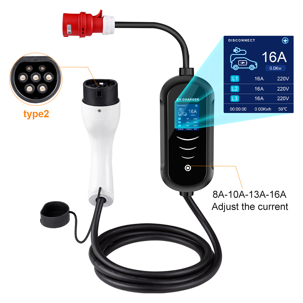 IPENGEN 11KW 16A 3 Phase EV Po - đánh giá và giá Portable Ev Charger 32A Type 2 Cee Plug
